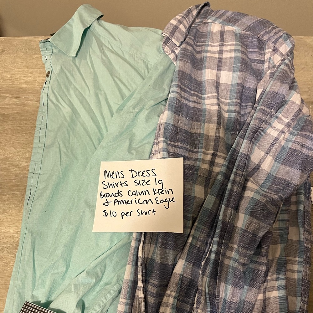 Mens dress shirts brand Calvin Klein and American eagle size large